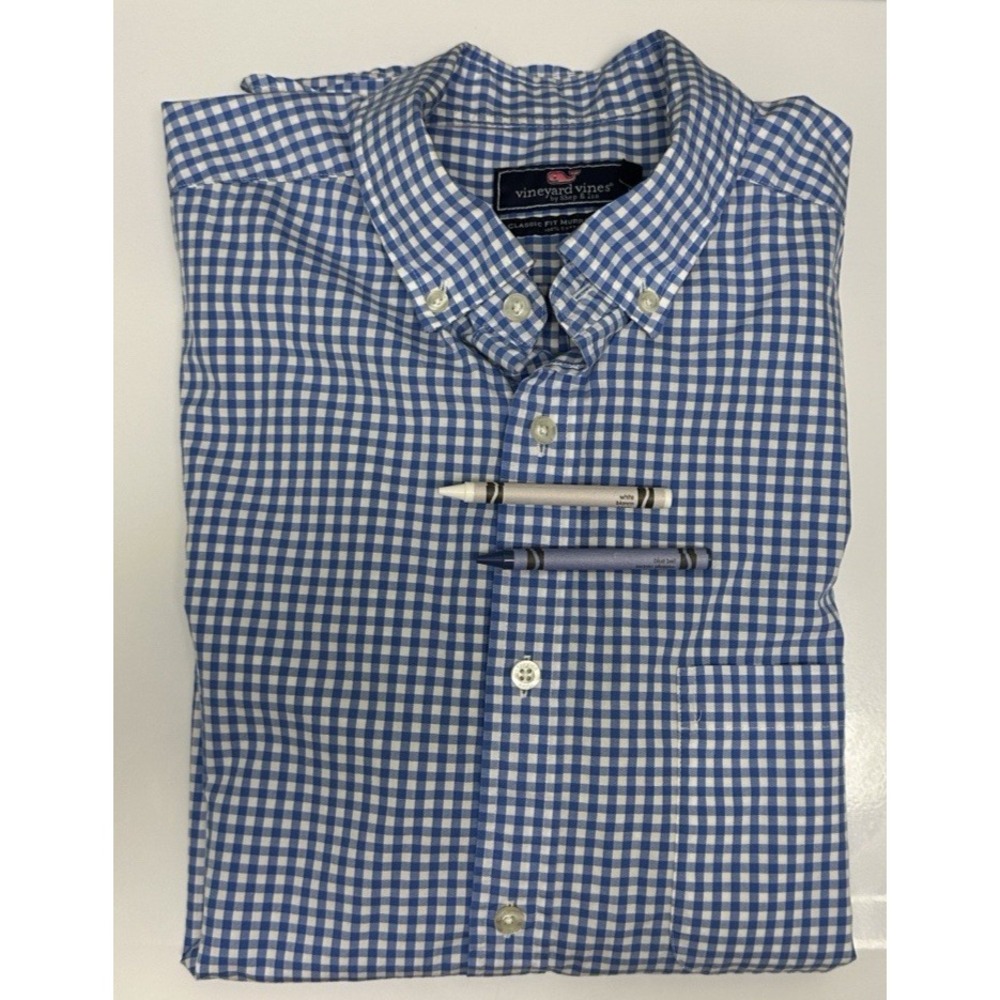 Vineyard Vines Classic Fit Murray Shirt long sleeve Blue White Checkered